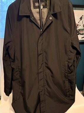 Banana Republic Men’s Black Trench Coat Size Large (Y37)